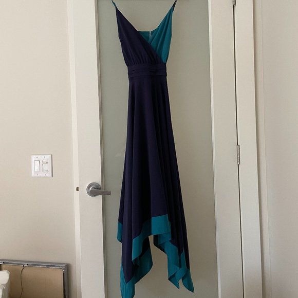 Navy and Teal Scarf Dress - Picture 5 of 7